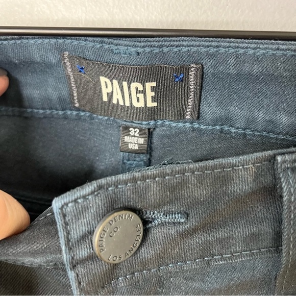 Paige Verdugo Skinny Jeans Deep Lagoon Silk Blue Coated Size 32 - Picture 8 of 10
